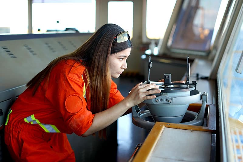 Cadet monitoring vessel systems and instruments on the bridge