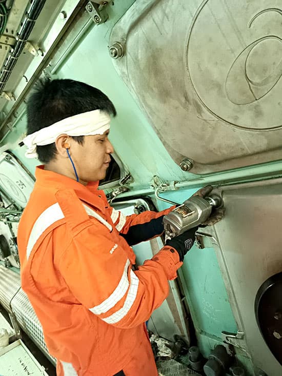 Cadet gaining hands-on training aboard a merchant ship